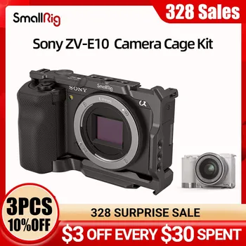 Клетка для камеры SmallRig Sony ZVE10 с силиконовой ручкой для клетки Встроенная быстроразъемная пластина Arca Cage Rig Kit для Sony ZV-E10 3538