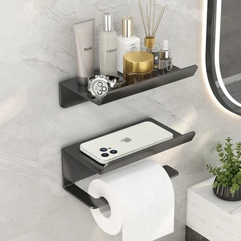 Подставка для бумажных полотенец в ванной, полка для ванной комнаты, рулон туалетной бумаги, вешалка для телефона, настенные аксессуары для ванной комнаты 2023