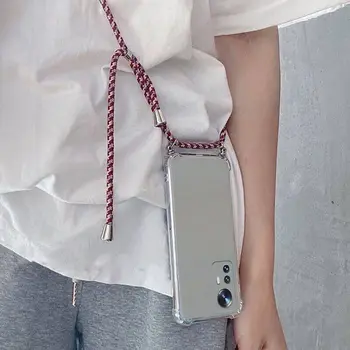 Прозрачный Чехол Для Телефона с Подушкой Безопасности на Шнурке Через Плечо Xiaomi Mi 12 13 11 Lite 12T 11T Pro Mi11 8 9 SE 10 A3 9T Note 10 Pro Cover