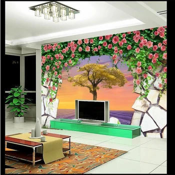 beibehang пользовательские обои мечта лавандовые деревья 3D стерео фон украшение стен живопись обои, papel de parede