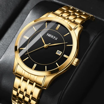 Модные мужские часы NIBOSI, роскошные кварцевые наручные часы из серебра и нержавеющей стали, мужские деловые часы для мужчин, Relogio Masculino