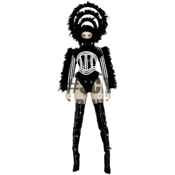Ночной клуб bar GOGO женский альтернативный костюм с темным пером на готический Хэллоуин DS female personality costume