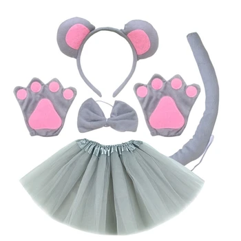 Повязка на голову с мышиными ушками, галстук-бабочка, перчатки, юбка-пачка с хвостом для костюмированной вечеринки-Decor DXAA