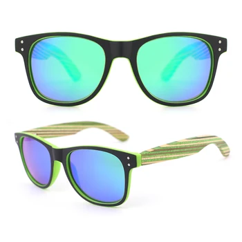 Прямая поставка 2023 года, изготовленные на заказ черно-зеленая рамка И зеленые тонированные бамбуковые деревянные дужки, прямоугольные поляризованные солнцезащитные очки для мужчин