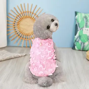 Летняя одежда для собак с 3D дизайном бабочки, дышащая майка, камзол для собак, футболка для двуногих питомцев, костюм щенка