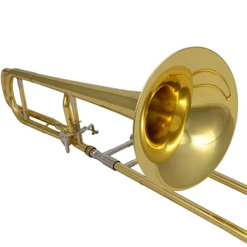 Профессиональный тромбон из латуни с настройкой от си-бемоль до Фа, позолоченный тенор с изменением высоты тона, группа тромбонов, тянущих духовые инструменты